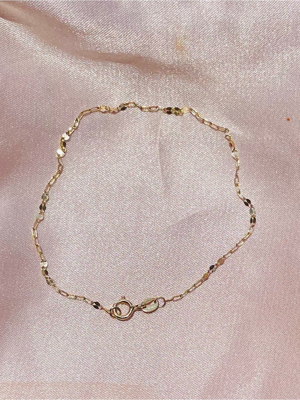 14K Solid Yellow Gold 1.65mm Petali Sparkle Link Dainty Bracelet Approx 6.5”